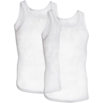 Resteröds 2P Organic Cotton Net Singlet Hvid økologisk bomuld Large Herre