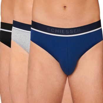 Schiesser 3P 95-5 Organic Cotton Rio Brief Blå/Grå bomuld Medium Herre