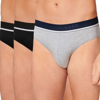 Schiesser 3P 95-5 Organic Cotton Rio Brief Sort/Grå bomuld Small Herre