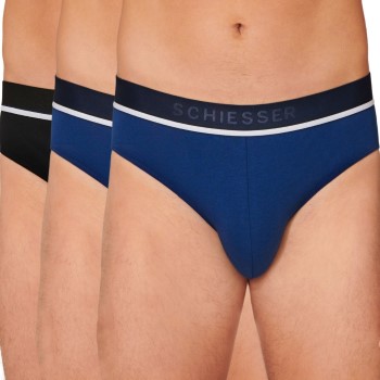 Schiesser 3P 95-5 Organic Cotton Rio Brief Sort/Blå bomuld Medium Herre