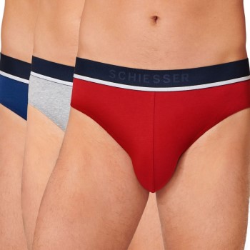 Schiesser 3P 95-5 Organic Cotton Rio Brief Rød/Grå bomuld Small Herre