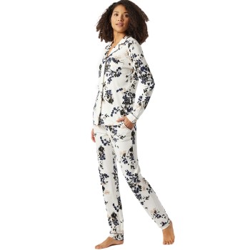 Schiesser Contemporary Nightwear Interlock Pyjama Sort/Hvid 38 Dame