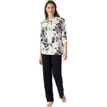 Schiesser Contemporary Nightwear Pyjama Interlock Sort/Hvid 40 Dame