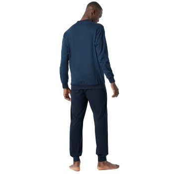 Se Schiesser Essential Nightwear Pyjamas Crew Neck Blå/Blå bomuld 3XL Herre ved Timarco