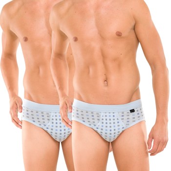 Schiesser 2P Essentials Sport Briefs With Fly Lyseblå bomuld X-Large Herre