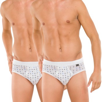 Schiesser 2P Essentials Sport Briefs With Fly Hvid bomuld Large Herre