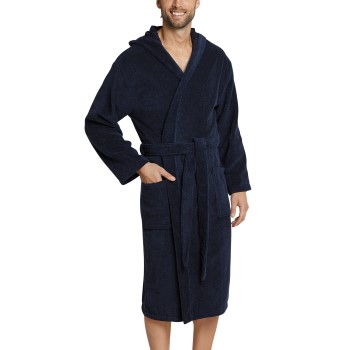 Se Schiesser Essentials Terry Cloth Bathrobe Marineblå bomuld Small Herre ved Timarco