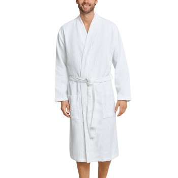 Se Schiesser Essentials Waffle and Terry Bathrobe Hvid bomuld X-Large Herre ved Timarco