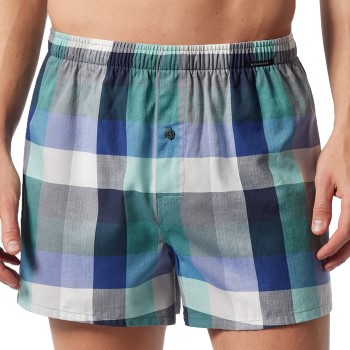 Schiesser 2P Fun Prints Boxer Shorts Blå/Grøn bomuld X-Large Herre