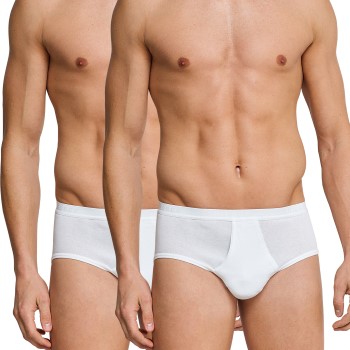 Schiesser 2P Original Classics Fine Rib Sport Briefs Hvid bomuld Medium Herre