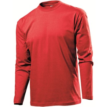 Stedman Classic Long Sleeve Men Rød bomuld Large Herre