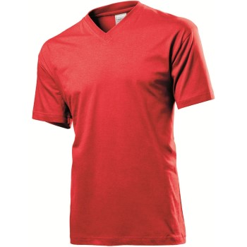 Stedman Classic V-Neck Men T-shirt Rød bomuld Medium Herre