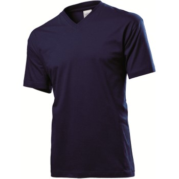 Se Stedman Classic V-Neck Men T-shirt Mørkblå bomuld Large Herre ved Timarco