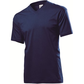 Se Stedman Classic V-Neck Men T-shirt Marineblå bomuld Medium Herre ved Timarco