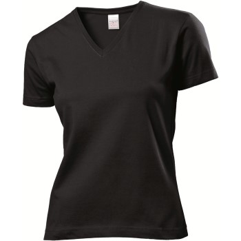 Se Stedman Classic V-Neck Women T-shirt Sort bomuld Large Dame ved Timarco