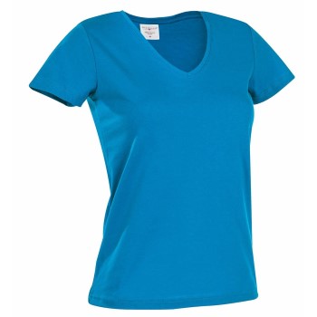 Stedman Classic V-Neck Women T-shirt Blå bomuld Small Dame