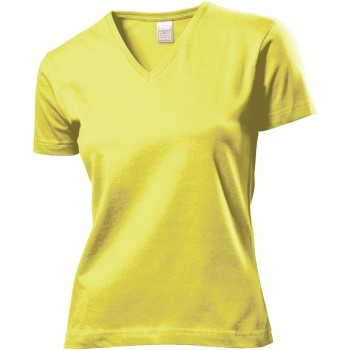 Se Stedman Classic V-Neck Women T-shirt Gul bomuld Large Dame ved Timarco