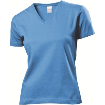 Stedman Classic V-Neck Women T-shirt Lyseblå bomuld Large Dame