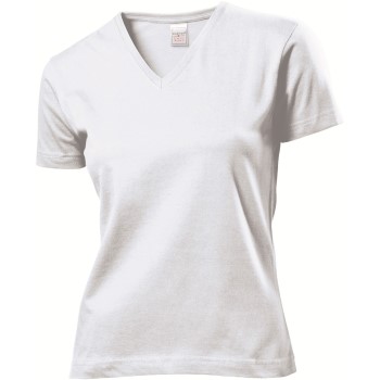 Stedman Classic V-Neck Women T-shirt Hvid bomuld Small Dame