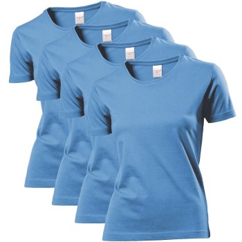 Se Stedman 4P Classic Women T-shirt Lyseblå bomuld Medium Dame ved Timarco