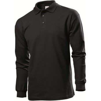 Se Stedman Polo Long Sleeve Men Sort bomuld Large Herre ved Timarco