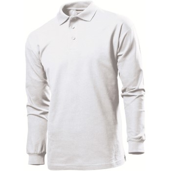 Stedman Polo Long Sleeve Men Hvid bomuld Medium Herre