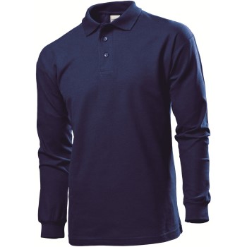 Se Stedman Polo Long Sleeve Men Marineblå bomuld Large Herre ved Timarco