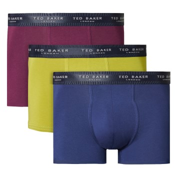 Ted Baker 3P Cotton Trunks Blå/Grøn bomuld Medium Herre