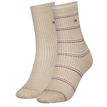 Tommy Hilfiger Legwear Tommy Hilfiger Strømper 2P Coastal Stripe Tencel Socks Beige Str 39/42