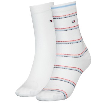 Tommy Hilfiger Legwear Tommy Hilfiger Strømper 2P Coastal Stripe Tencel Socks Hvid m Rand Str 35/38