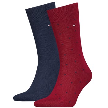 Tommy Hilfiger Legwear Tommy Hilfiger Strømper 2P Men Dot Socks Blå/Rød Str 43/46 Herre