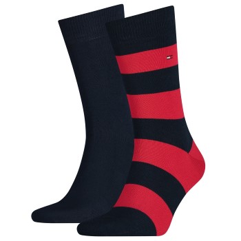 Tommy Hilfiger Legwear Tommy Hilfiger Strømper 2P Men Rugby Sock Blå/Rød Str 43/46 Herre