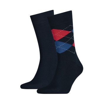 Tommy Hilfiger Legwear Tommy Hilfiger Strømper 2P Men Sock Check Blå/Rød Str 47/48 Herre