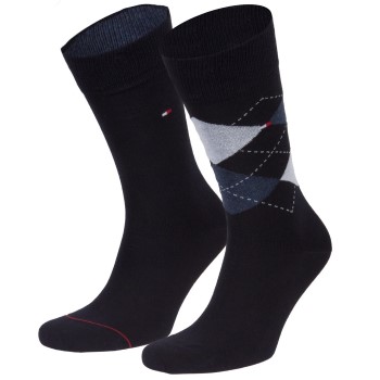 Tommy Hilfiger Legwear Tommy Hilfiger Strømper 2P Men Sock Check Marineblå Str 47/48 Herre