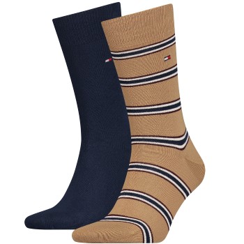 Tommy Hilfiger Legwear Tommy Hilfiger Strømper 2P Men Tommy Stripe OC Sock Blå/Brun Str 39/42 Herre