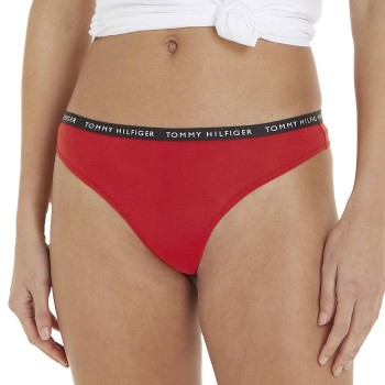 Tommy Hilfiger Trusser 3P Recycled Essentials Thong Rød/Blå X-Large Dame