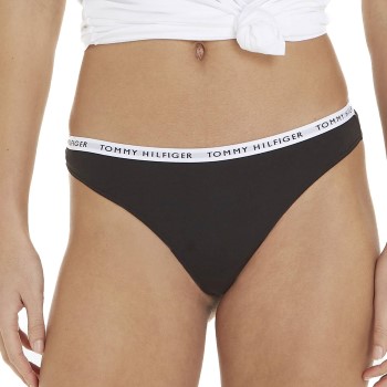 Tommy Hilfiger Trusser 3P Recycled Essentials Thong Sort/Grå Medium Dame