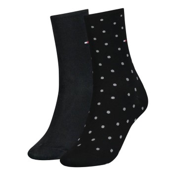 Tommy Hilfiger Legwear Tommy Hilfiger Strømper 2P Women Dot Sock Sort Str 35/38 Dame