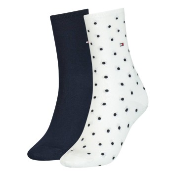 Tommy Hilfiger Legwear Tommy Hilfiger Strømper 2P Women Dot Sock Hvid Mønster Str 39/42 Dame