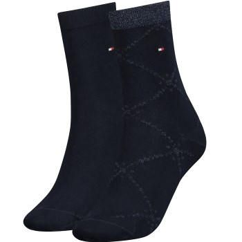 Tommy Hilfiger Legwear Tommy Hlfiger Women Graphic Argyle Sock Strømper 2P Marineblå Str 35/38 Dame