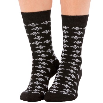 Trofé Trofe Bamboo Flower Socks Strømper 2P Sort Str 39/42 Dame