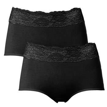 Trofé Trofe Lace Trimmed Maxi Briefs Trusser 2P Sort bomuld Large Dame