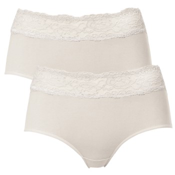 Se Trofé Trofe Lace Trimmed Midi Briefs Trusser 2P Champagne bomuld X-Large Dame ved Timarco