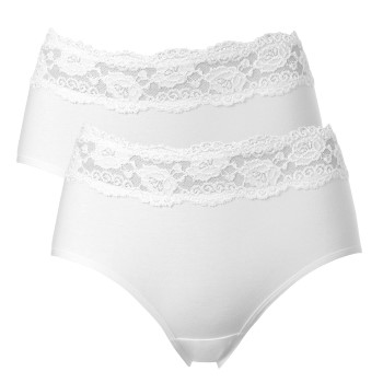 Trofé Trofe Lace Trimmed Midi Briefs Trusser 2P Hvid bomuld Medium Dame