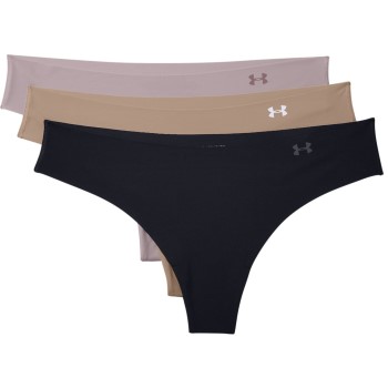 Se Under Armour Trusser 3P Pure Stretch Thong Sort m Beige Small Dame ved Timarco