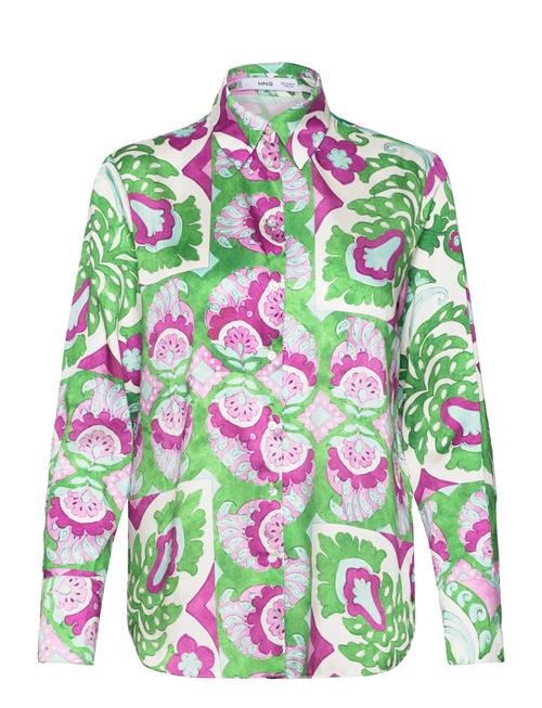 Mango Satin Print Shirt Mango Green