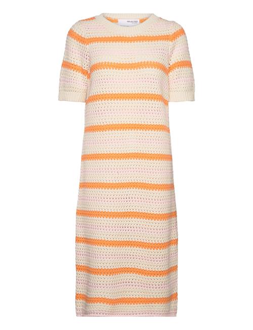 Selected Femme Slfalby Ss Long Knit Dress Selected Femme Patterned