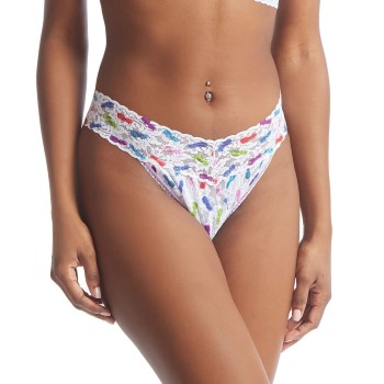 Hanky Panky Trusser Printed Original Rise Thong Hvid m farvet mønster nylon One Size Dame