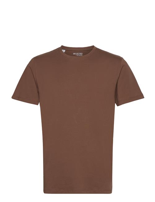 Se Selected Homme Slhaspen Ss O-Neck Tee Noos Selected Homme Brown ved Booztlet