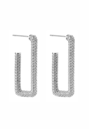 Se BY JOLIMA Monaco Rectangle Hoops Crystal Steel One size ved Bubbleroom